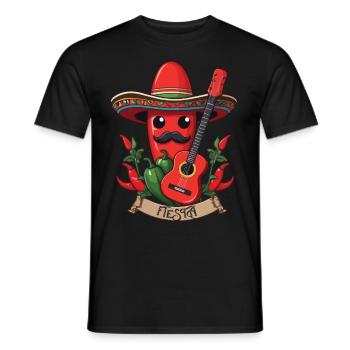 Chili Mariachi Gitarrist Mexiko Fiesta Design - Männer T-Shirt - Schwarz - Vorne - AI Model Male 178 light (178cm)