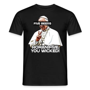L’amateur de bière Pope commande cinq bières avec humour - T-shirt homme - noir - Devant - AI Model Male 178 light (178cm)