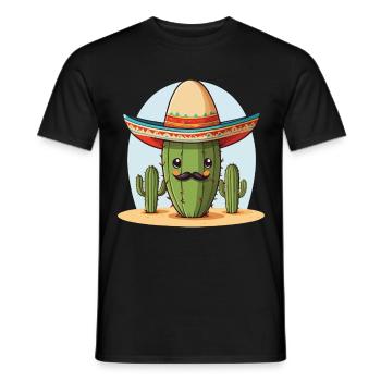 Cactus Fiesta Drôle De Vacances Mexicaines - T-shirt homme - noir - Devant - AI Model Male 178 light (178cm)