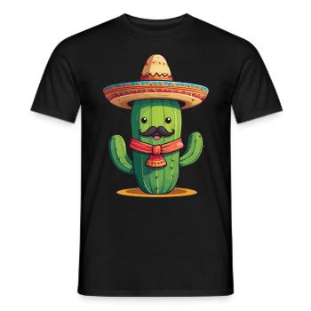 Cactus Fiesta Drôle De Vacances Mexicaines - T-shirt homme - noir - Devant - AI Model Male 178 light (178cm)
