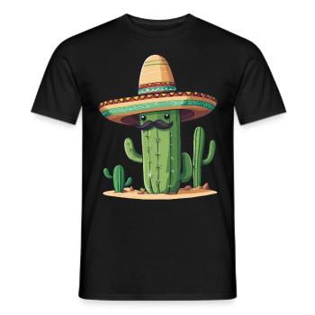 Cactus Fiesta Drôle De Vacances Mexicaines - T-shirt homme - noir - Devant - AI Model Male 178 light (178cm)