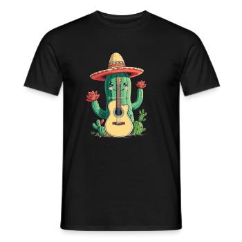 Kaktus Mexikanischer Mariachi Gitarrist Musiker - Männer T-Shirt - Schwarz - Vorne - AI Model Male 178 light (178cm)