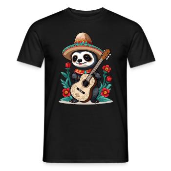 Sloth Mexican Mariachi Guitar Fiesta - Men's T-Shirt - black - Front - AI Model Male 178 light (178cm)