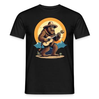 Bigfoot Mexican Mariachi Guitar Fun - Men's T-Shirt - black - Front - AI Model Male 178 light (178cm)
