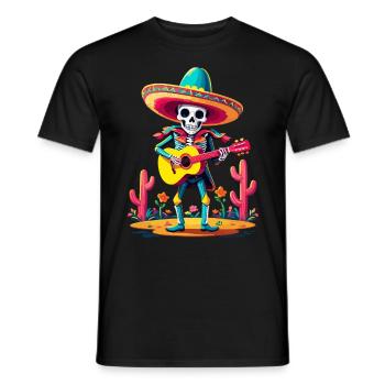 Mexican mariachi skeleton guitarist - Men's T-Shirt - black - Front - AI Model Male 178 light (178cm)