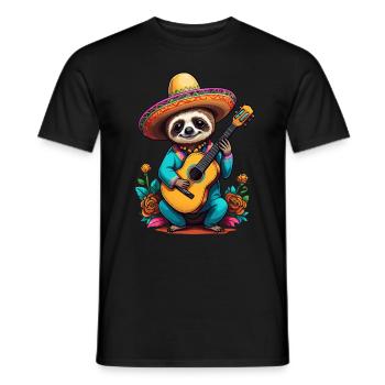 Paresseux Guitariste mariachi mexicain - T-shirt homme - noir - Devant - AI Model Male 178 light (178cm)