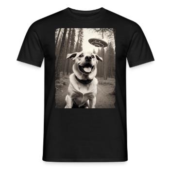 Hunde Selfie mit Außerirdischem Raumschiff Design - Männer T-Shirt - Schwarz - Vorne - AI Model Male 178 light (178cm)