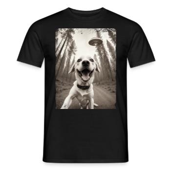 Selfie de chiens avec un vaisseau spatial extraterrestre - T-shirt homme - noir - Devant - AI Model Male 178 light (178cm)