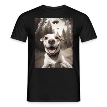 Selfie de chiens avec un vaisseau spatial extraterrestre - T-shirt homme - noir - Devant - AI Model Male 178 light (178cm)