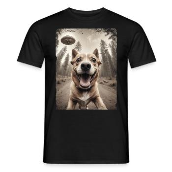 Chiens Selfie Vaisseau spatial extraterrestre drôle - T-shirt homme - noir - Devant - AI Model Male 178 light (178cm)