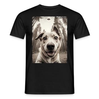 Chiens Selfie Vaisseau spatial extraterrestre drôle - T-shirt homme - noir - Devant - AI Model Male 178 light (178cm)