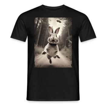 Funny Bunny Selfie Alien Spaceship - Men's T-Shirt - black - Front - AI Model Male 178 light (178cm)
