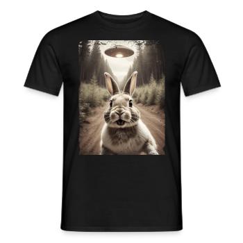 Lustiges Hasen Selfie Außerirdisches Raumschiff - Männer T-Shirt - Schwarz - Vorne - AI Model Male 178 light (178cm)