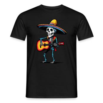 Mexican mariachi skeleton guitarist - Men's T-Shirt - black - Front - AI Model Male 178 light (178cm)