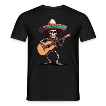 Mexican mariachi skeleton guitarist - Men's T-Shirt - black - Front - AI Model Male 178 light (178cm)