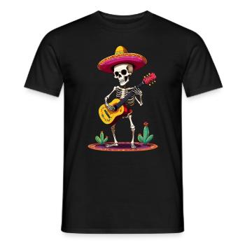 Mexican mariachi skeleton guitarist - Men's T-Shirt - black - Front - AI Model Male 178 light (178cm)