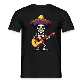 Mexican mariachi skeleton guitarist - Men's T-Shirt - black - Front - AI Model Male 178 light (178cm)