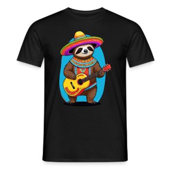 Faultier Mexikanischer Mariachi Gitarrenmusik - Männer T-Shirt - Schwarz - Vorne - AI Model Male 178 light (178cm)