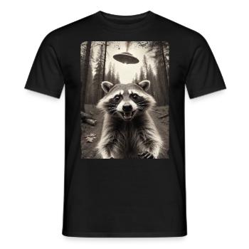 Lustiges Waschbär Selfie Außerirdisches Raumschiff - Männer T-Shirt - Schwarz - Vorne - AI Model Male 178 light (178cm)