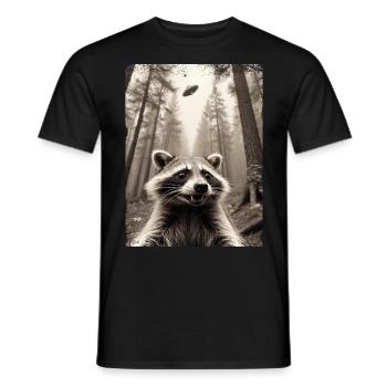 Lustiges Waschbär Selfie Außerirdisches Raumschiff - Männer T-Shirt - Schwarz - Vorne - AI Model Male 178 light (178cm)