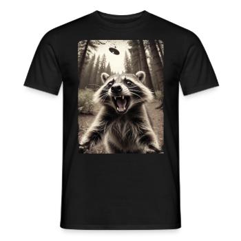Lustiges Waschbär Selfie Außerirdisches Raumschiff - Männer T-Shirt - Schwarz - Vorne - AI Model Male 178 light (178cm)