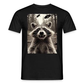 Lustiges Waschbär Selfie Außerirdisches Raumschiff - Männer T-Shirt - Schwarz - Vorne - AI Model Male 178 light (178cm)