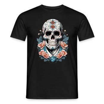Fête mexicaine emblématique de Sugar Skull - T-shirt homme - noir - Devant - AI Model Male 178 light (178cm)