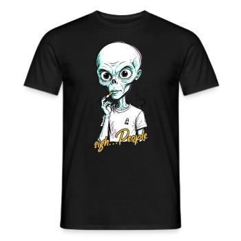 Drôle d’extraterrestre disant fumer des cigarettes - T-shirt homme - noir - Devant - AI Model Male 178 light (178cm)