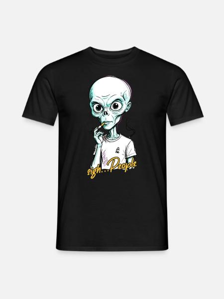 Funny Alien Saying Cigarette Smoking - Men's T-Shirt - black
