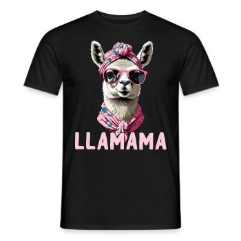 LLamama Llama Loving Mom Funny Design - Men's T-Shirt - black - Front - AI Model Male 178 light (178cm)