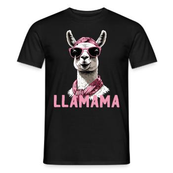 Funny Llama Loving Mom Design - Men's T-Shirt - black - Front - AI Model Male 178 light (178cm)