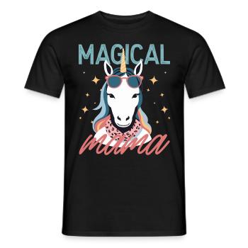 Magical Mom Unicorn Loving Stylish Woman - Men's T-Shirt - black - Front - AI Model Male 178 light (178cm)