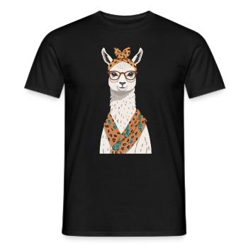 Llama Loving Mom Funny Design Alpaca Motif - Men's T-Shirt - black - Front - AI Model Male 178 light (178cm)