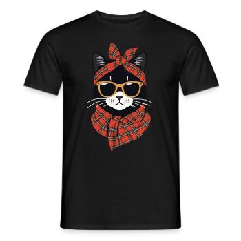 Chat mignon maman amoureux des chats style maman - T-shirt homme - noir - Devant - AI Model Male 178 light (178cm)