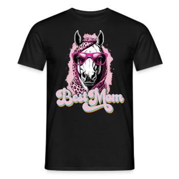 Mama Pferd Stilvolle Pferdeliebe Design - Männer T-Shirt - Schwarz - Vorne - AI Model Male 178 light (178cm)