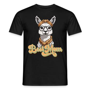 Llama Loving Mom Funny Mom Design - Men's T-Shirt - black - Front - AI Model Male 178 light (178cm)