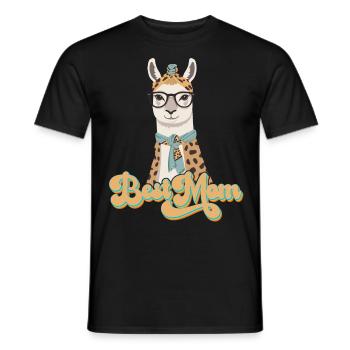 Llama Loving Mom Funny Mom Design - Men's T-Shirt - black - Front - AI Model Male 178 light (178cm)