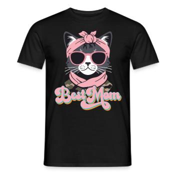 Cat Mom With Style Best Mom Cute Cat - Men's T-Shirt - black - Front - AI Model Male 178 light (178cm)