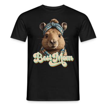 Drôle Capybara Maman Capybara Fête des Mères - T-shirt homme - noir - Devant - AI Model Male 178 light (178cm)