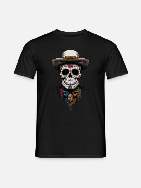 Dia De Muertos Suiker Schedel Mexicaans Design - Heren T-shirt - zwart