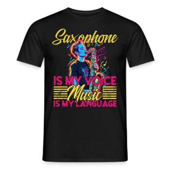 Funny Saxophone Design Saxophone Player Jazz - Men's T-Shirt - black - Front - AI Model Male 178 light (178cm)
