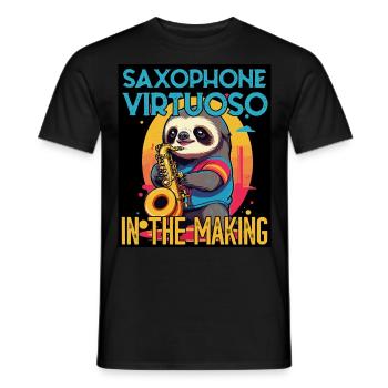Lustiges Saxophon Faultier Jazz Musik Design - Männer T-Shirt - Schwarz - Vorne - AI Model Male 178 light (178cm)