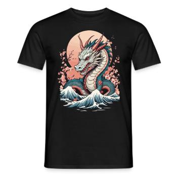 Dragon Anime Fan Style Vintage Japonais - T-shirt homme - noir - Devant - AI Model Male 178 light (178cm)