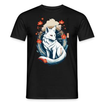 Ukiyo-E Style artistique japonais Kitsune Renard - T-shirt homme - noir - Devant - AI Model Male 178 light (178cm)
