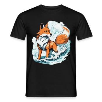 Japanese Kitsune Mask Kawaii Fox Spirit Design - Men's T-Shirt - black - Front - AI Model Male 178 light (178cm)