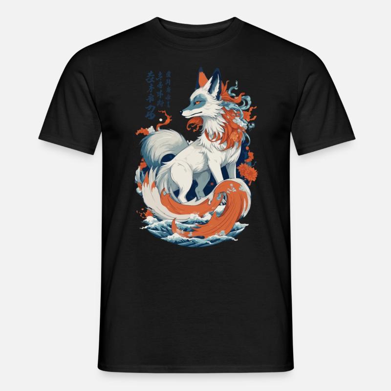 Vintage Ukiyo-E Kunst Japanische Kitsune Fuchs - Männer T-Shirt - Schwarz