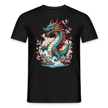 Cerfs-volants japonais vintage Cherry Blossoms Vaporwave - T-shirt homme - noir - Devant - AI Model Male 178 light (178cm)