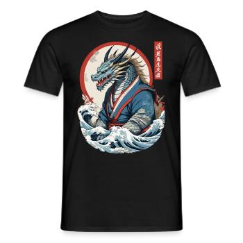 Dragon Anime Fan Style Japonais Vintage - T-shirt homme - noir - Devant - AI Model Male 178 light (178cm)