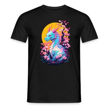 Vintage Vaporwave Art Dragon Japonais - T-shirt homme - noir - Devant - AI Model Male 178 light (178cm)