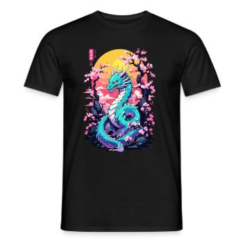 Vintage Vaporwave Art Design de dragon japonais - T-shirt homme - noir - Devant - AI Model Male 178 light (178cm)